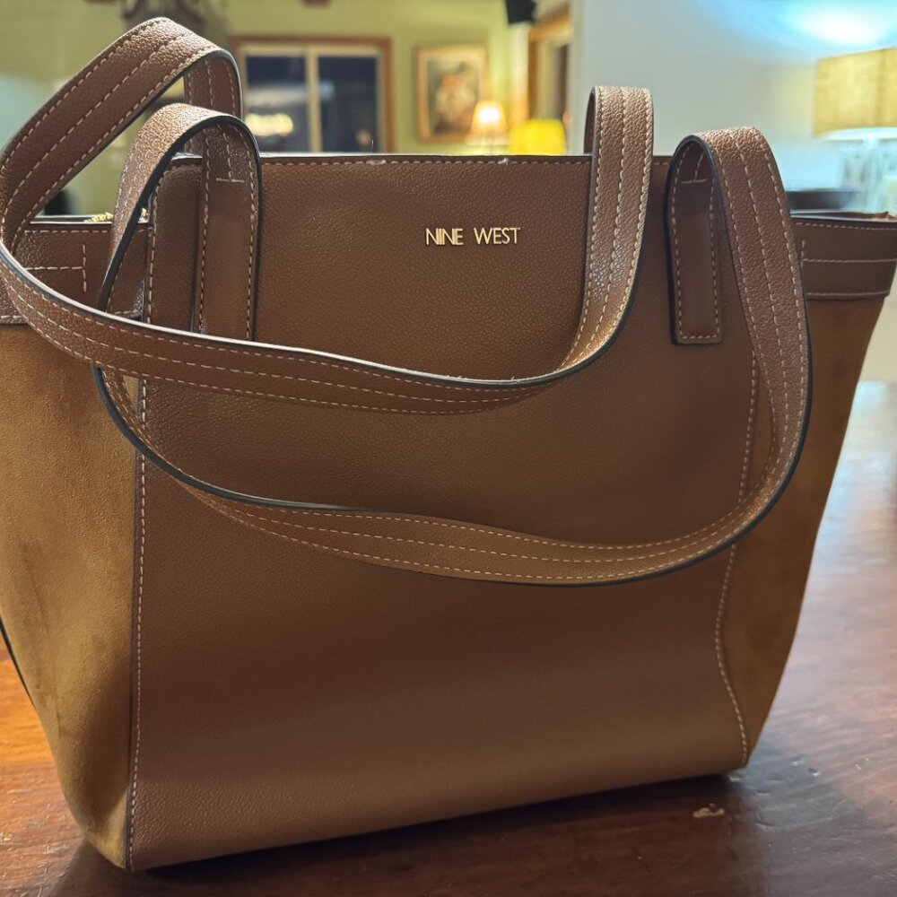 Nine West Tan Faux Leather/Suede Tote